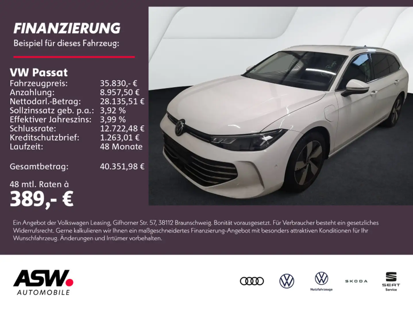 Volkswagen Passat Business 1,5 eHybrid DSG LED NAVI AHK HUD Weiß - 1