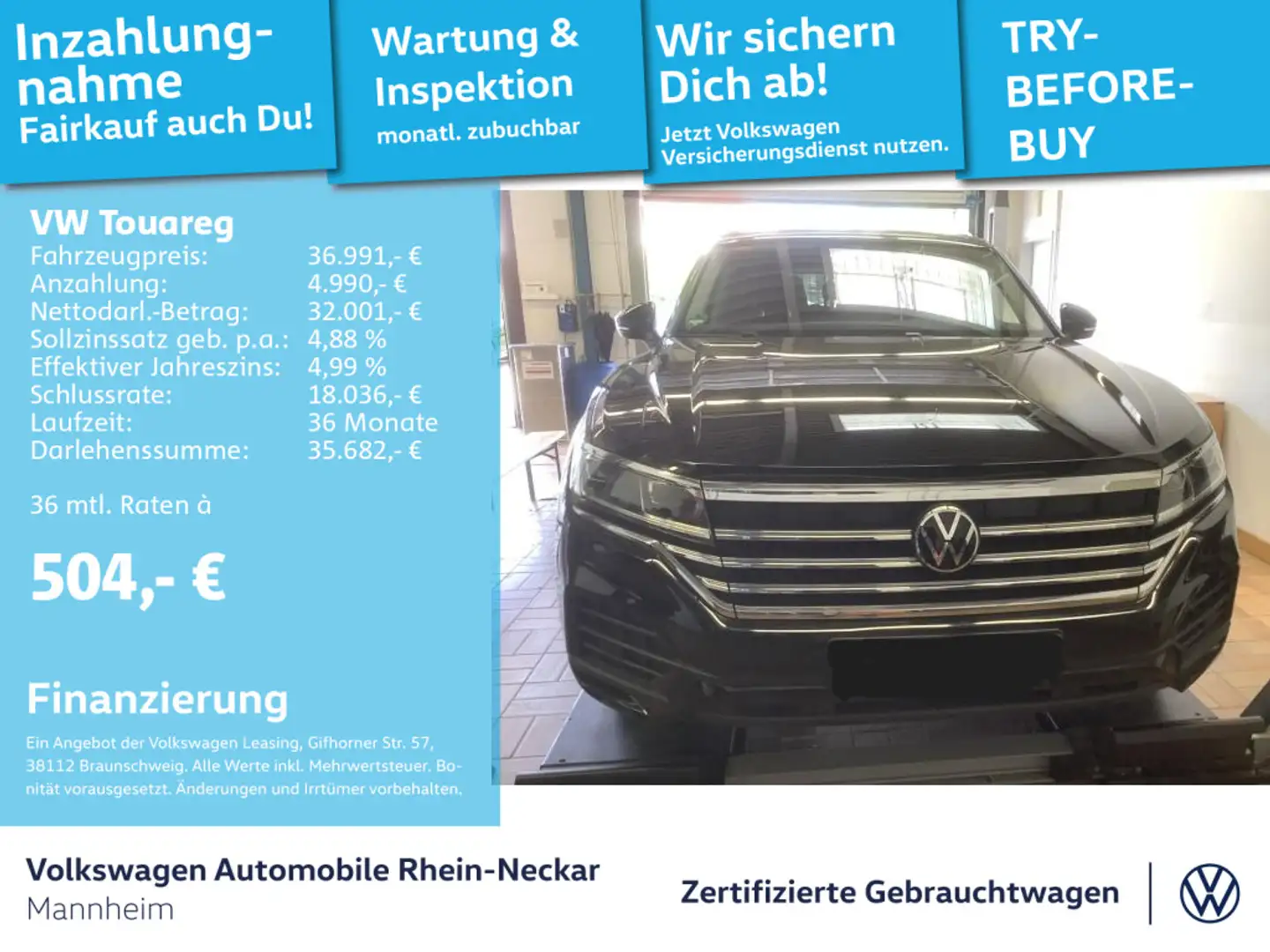 Volkswagen Touareg 3.0 TDI 4Motion Luftfahrwerk AHK PDC uvm Black - 1