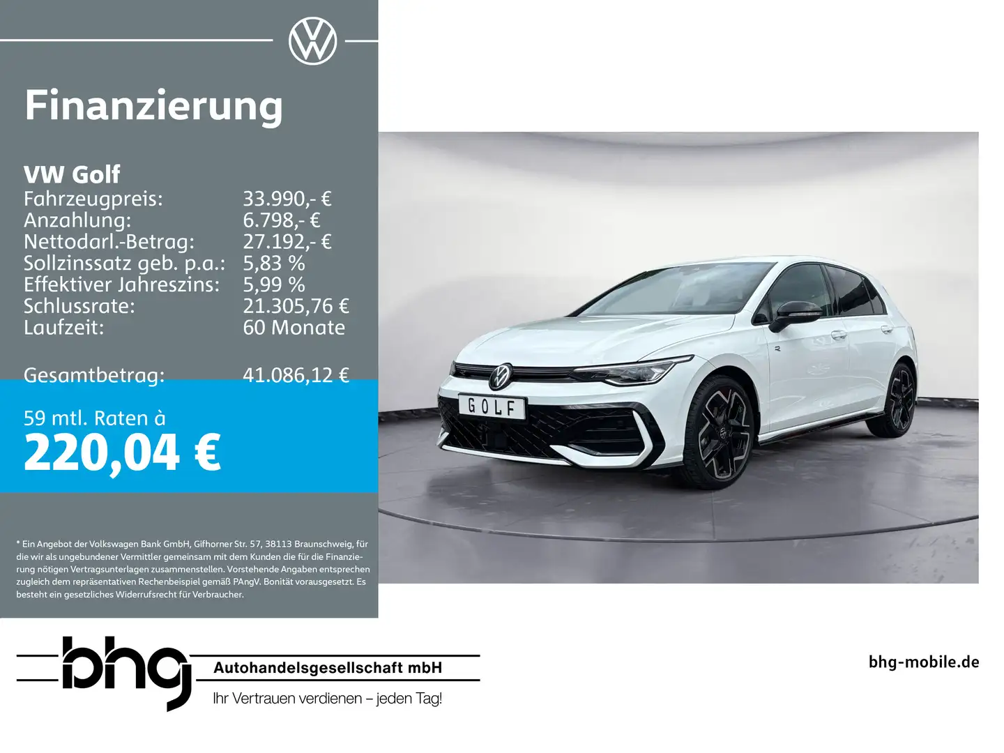 Volkswagen Golf R-Line 1,5 l eTSI OPF (150 P S) 7-Gang-Dopp Weiß - 1