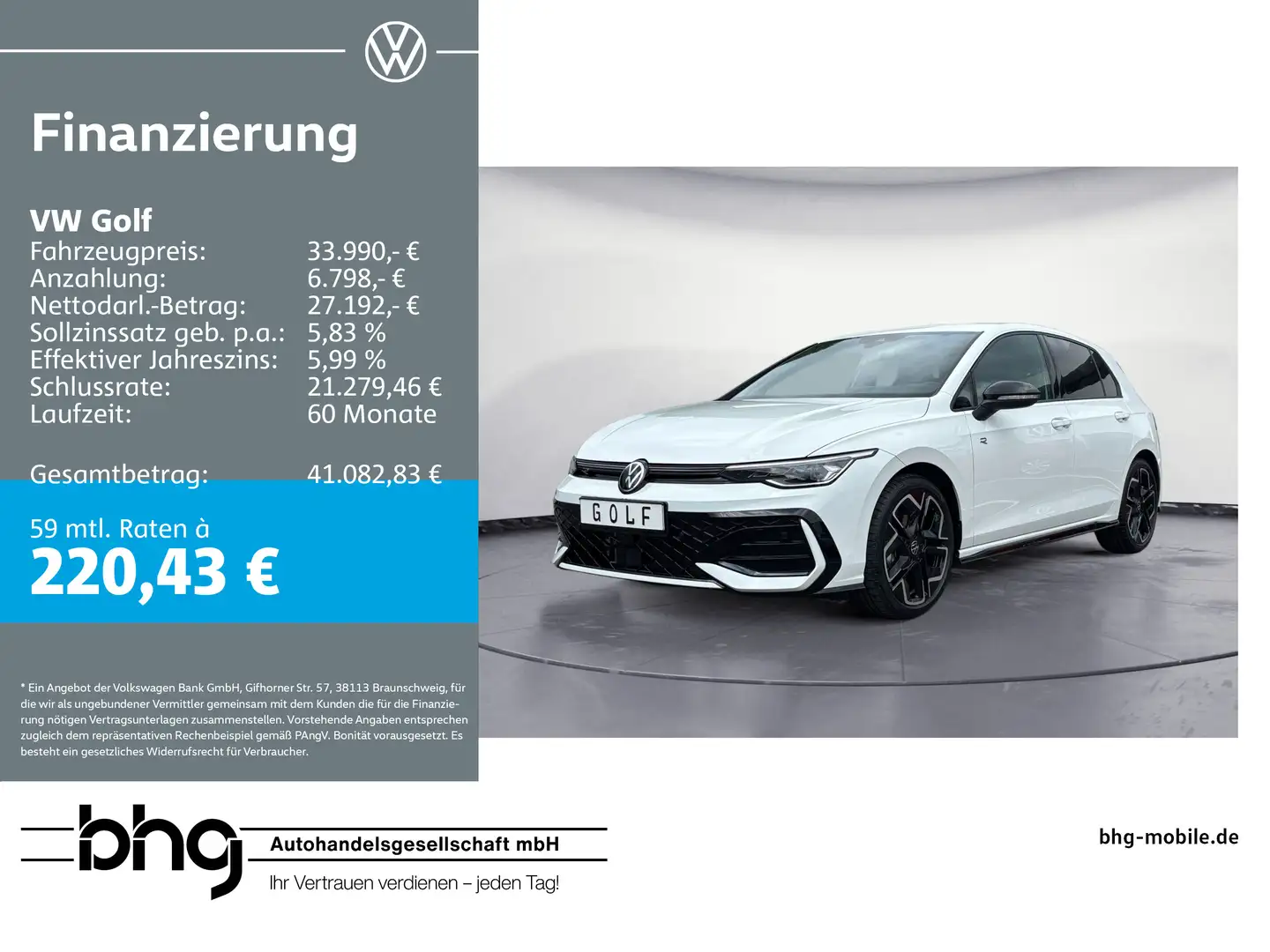 Volkswagen Golf R-Line 1,5 l eTSI OPF (150 P S) 7-Gang-Dopp Blanc - 1