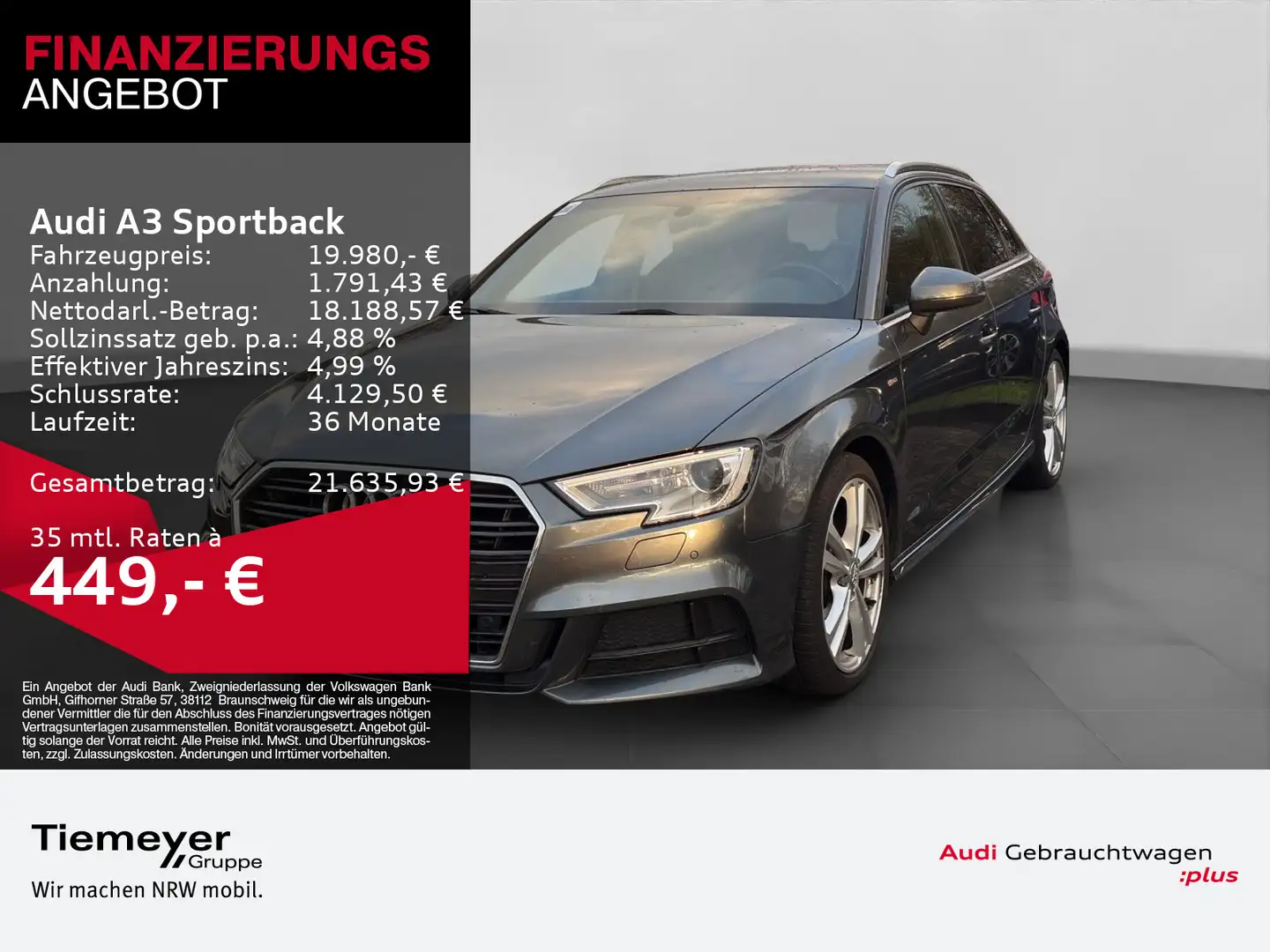 Audi A3 35 TFSI 2x S LINE LM18 NAVI SITZHZG Grau - 1