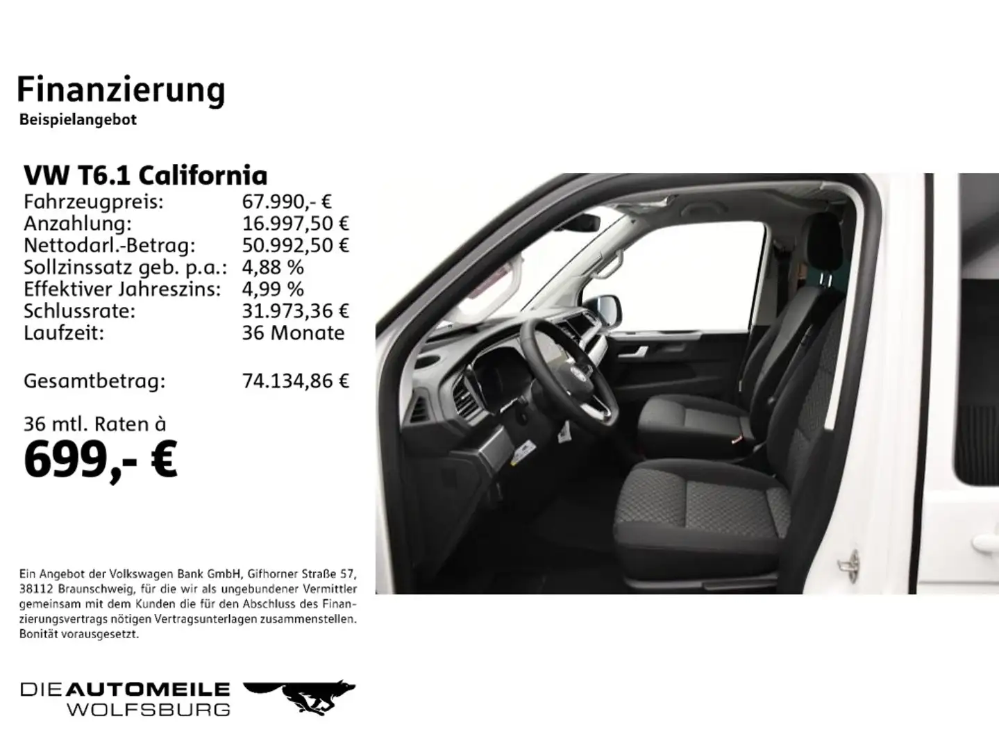 Volkswagen T6.1 California 2.0 TDI SCR DSG Beach Tour Aufst Weiß - 2