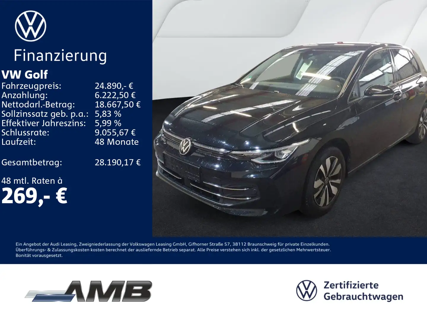 Volkswagen Golf Goal 1.5 TSI AHK/LED-Plus/Travel/Nav/Sitzhz Schwarz - 1