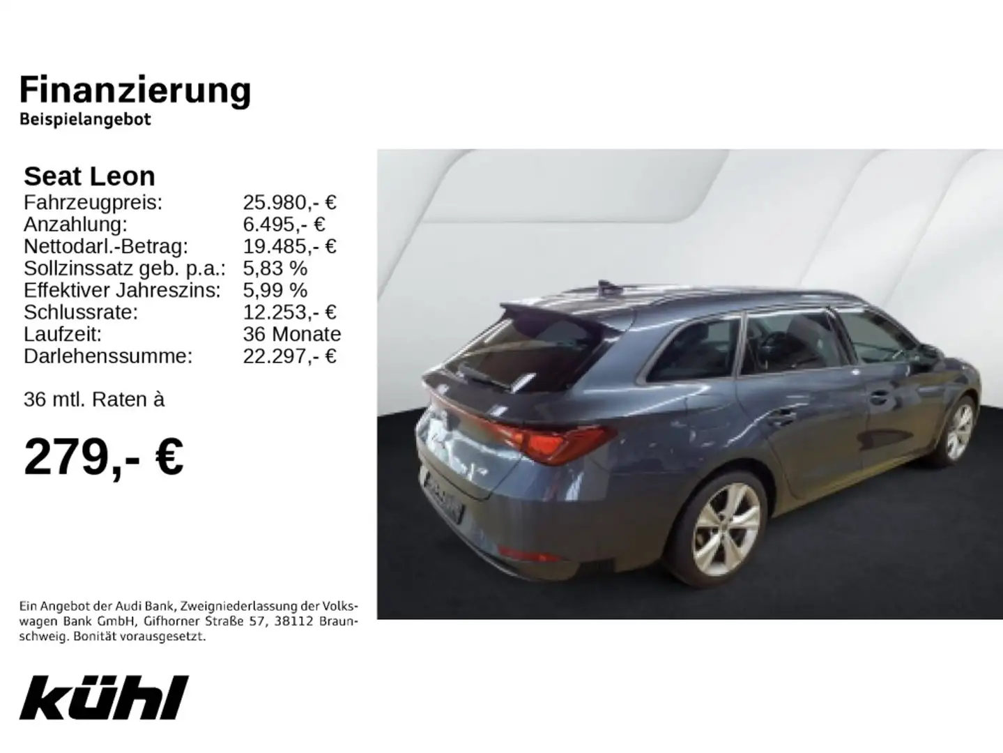 SEAT Leon Sportstourer 1.5 eTSI DSG FR LED ACC Kessy Grau - 2