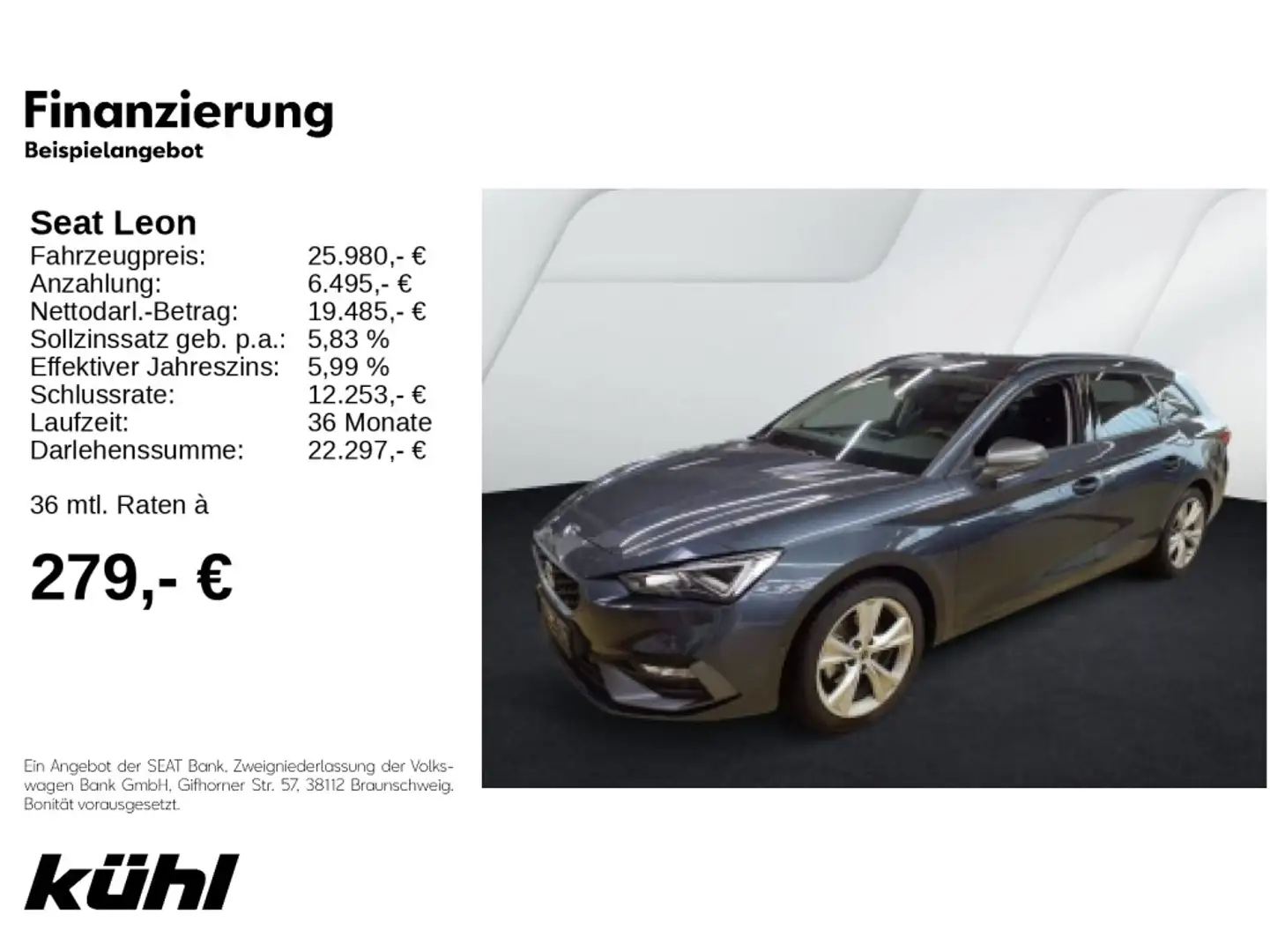 SEAT Leon Sportstourer 1.5 eTSI DSG FR LED ACC Kessy Grau - 1