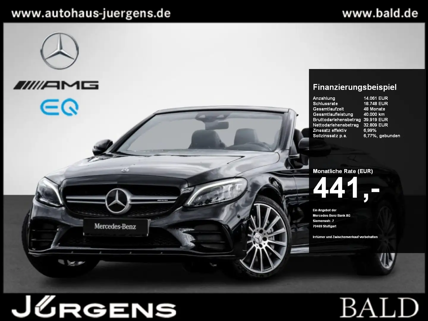 Mercedes-Benz C 43 AMG 4M Cabrio Comand/ILS/Burm/360/HUD/Night Zwart - 1