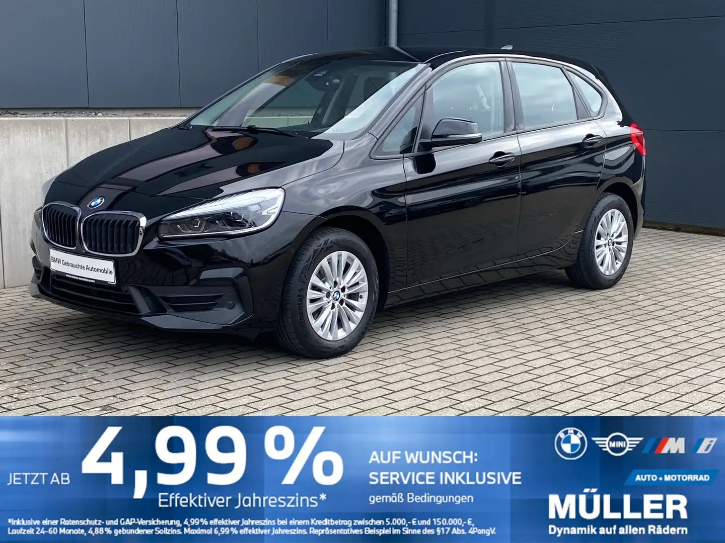BMW 218 d Active Tourer AHK/LED/NAVI/TEMPO/DAB/SH Zwart - 1