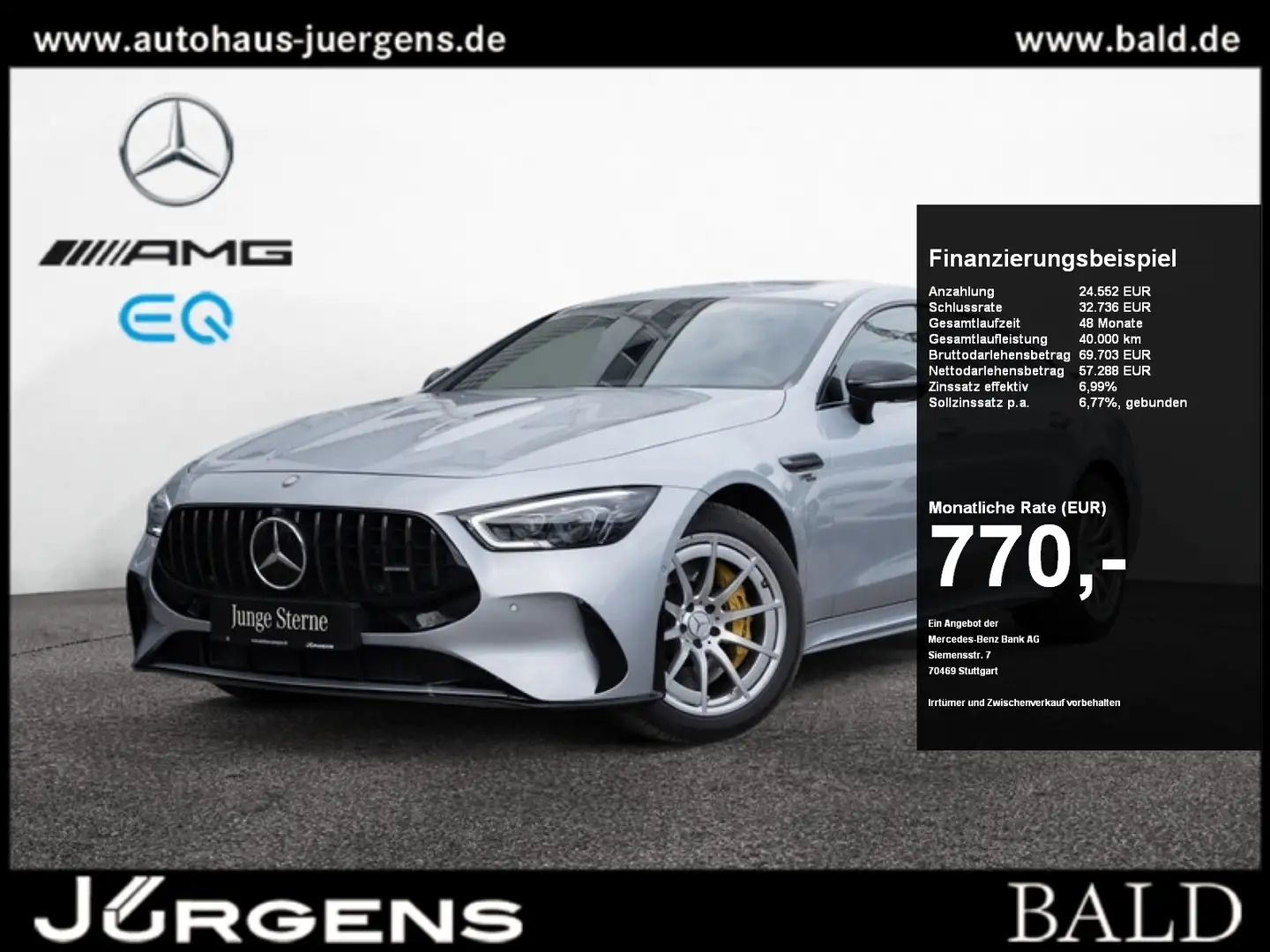 Mercedes-Benz AMG GT 43 4M+ V8-Style/Perf-Sitz/Aero/Night/Memo Silber - 1