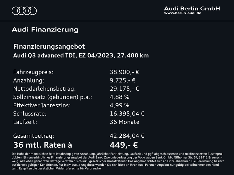 Audi Q3 advanced 40 TDI qu.S tr. STDHZG RFK PANO LED — photo 3