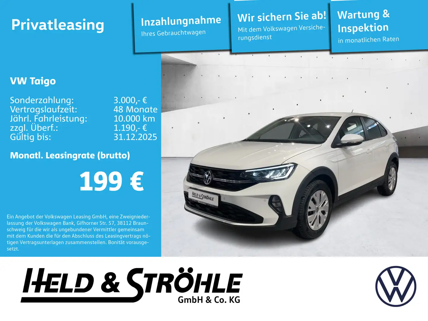 Volkswagen Taigo 1,0 l TSI OPF LED KLIMA KURZZULASSUNG Weiß - 1