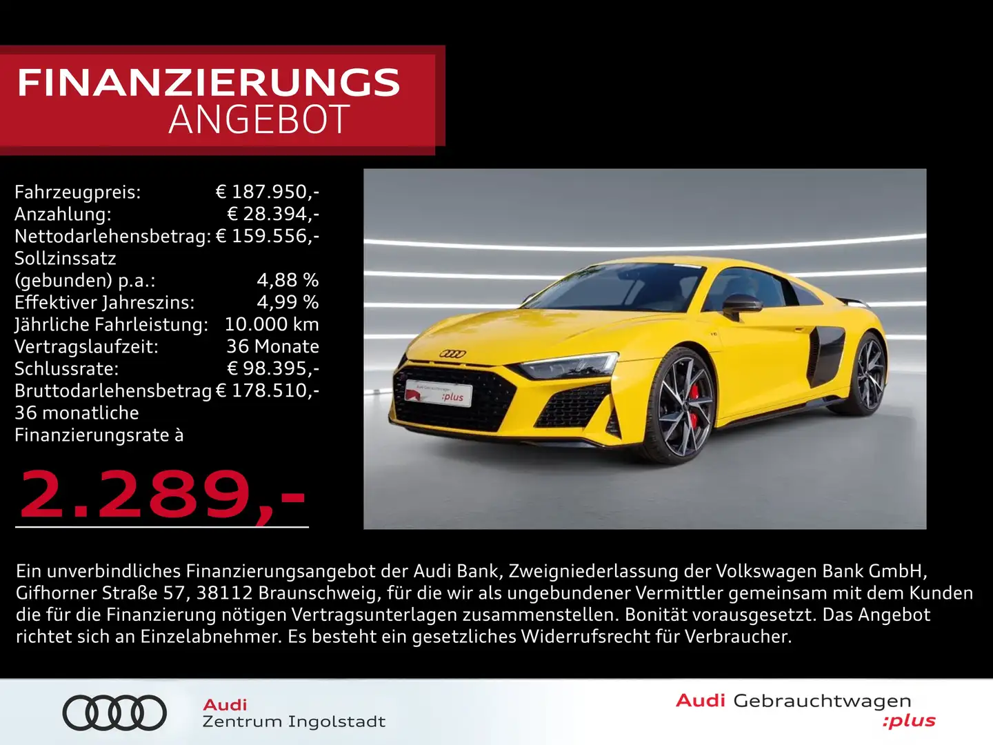 Audi R8 Coupé V10 performance Keramik Carbon NP:227T Gelb - 1