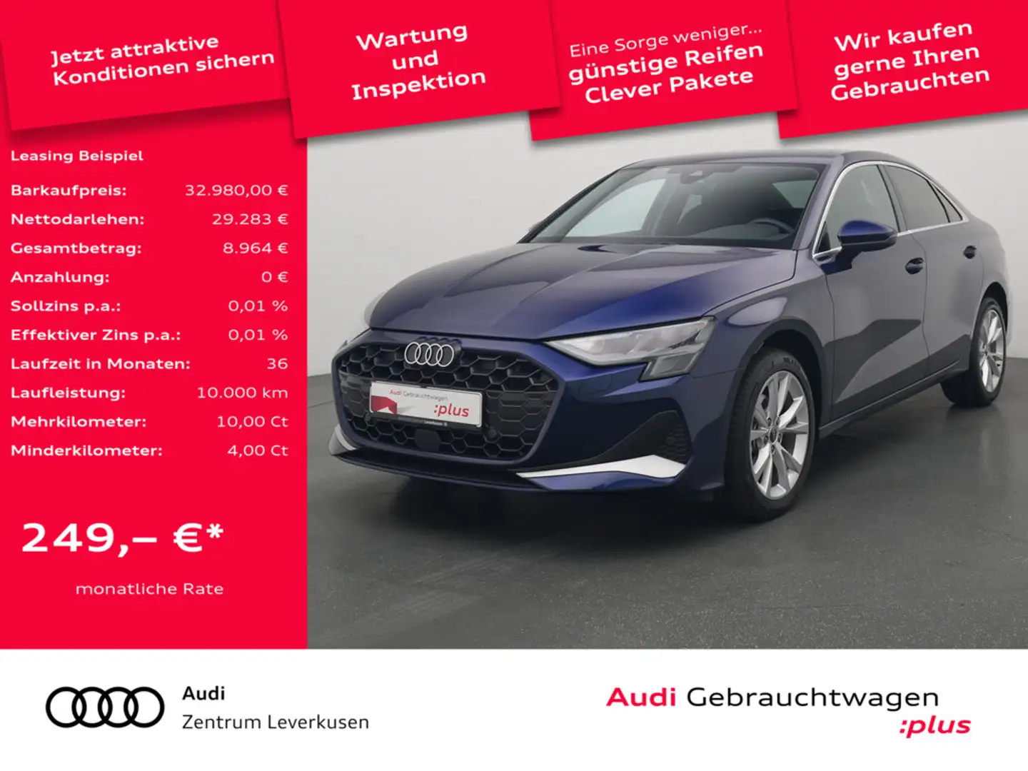 Audi A3 Limo advanced S-TRON KAM CARPLAY SHZ LED PDC Schwarz - 1