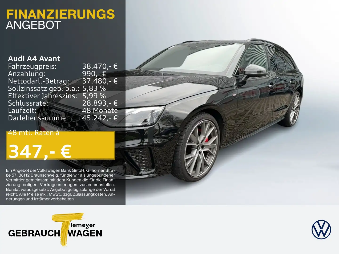 Audi A4 40 TFSI Q 2x S LINE LM19 KAMERA NAVI+ V Schwarz - 1