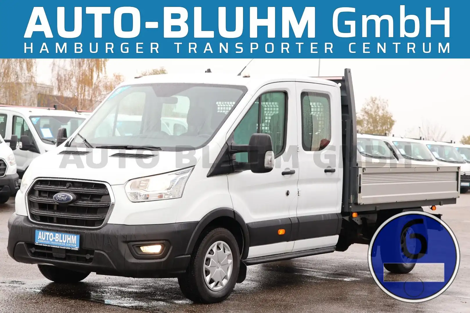 Ford Transit 350-EB Doka L3 + Stdhzg 6-Sitze AHK 3,0T Weiß - 1