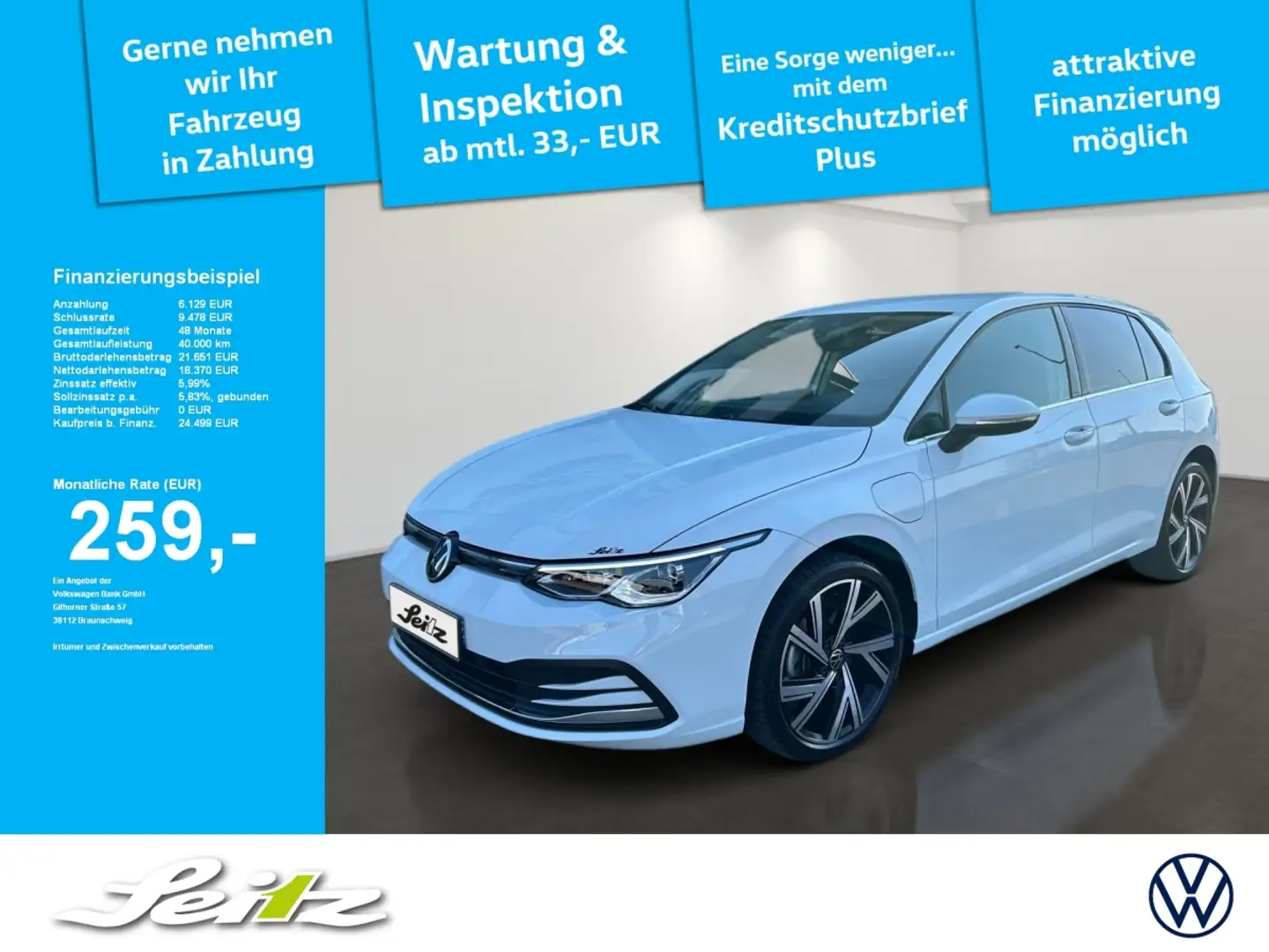 Volkswagen Golf VIII 1.4 TSI eHybrid Style *LED*PDC*NAVI* Wit - 1