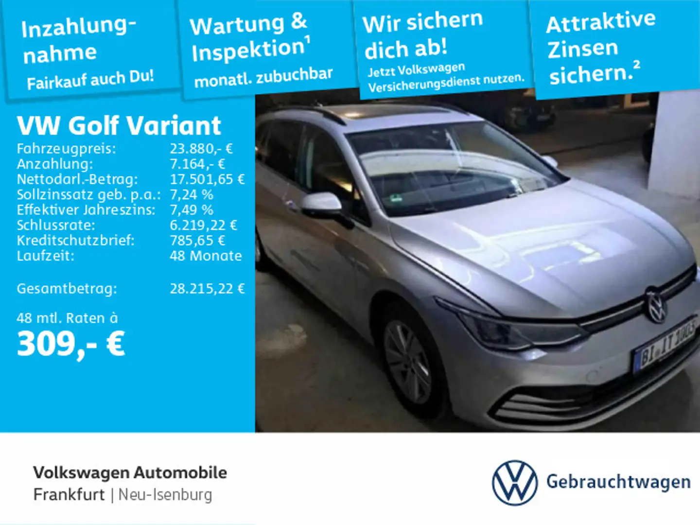 Volkswagen Golf Variant Golf VIII Variant 2.0 TDI DSG Life Navi LED DAB+ Silber - 1