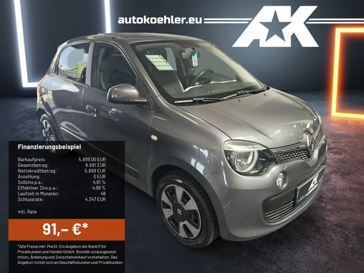 Renault Twingo 1.0 Experience Klima Bluetooth Ganzjahr Grau - 1