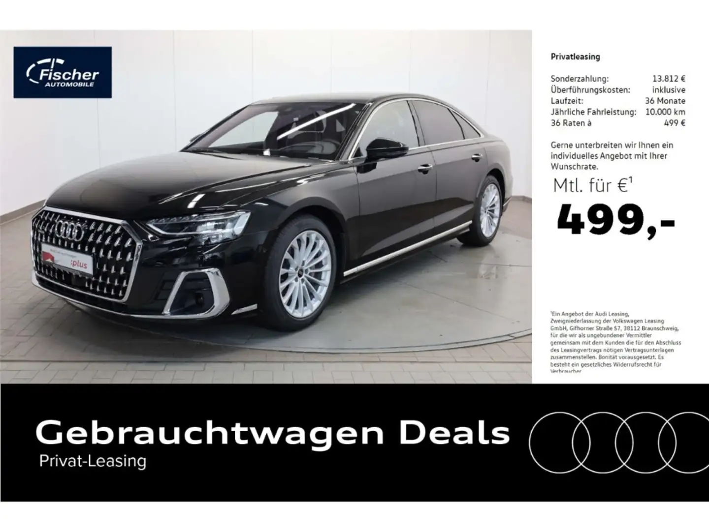 Audi A8 50 TDI quattro StHz/P-Dach/19''/HUD/360 Noir - 1
