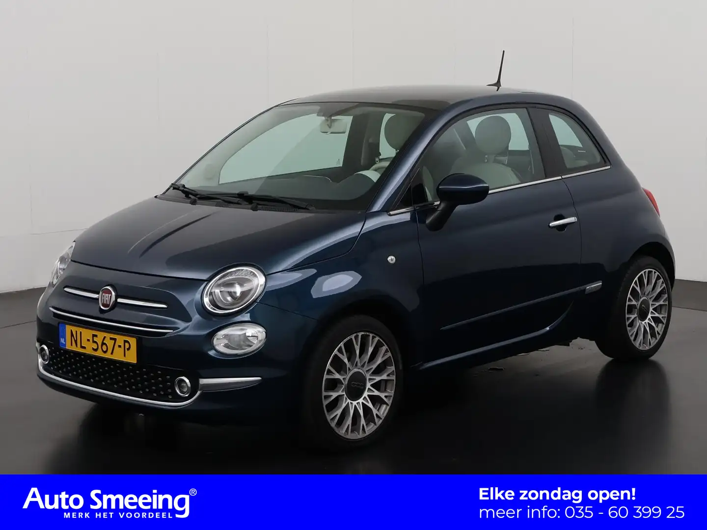 Fiat 500 1.2 Lounge | Panoramadak | Navigatie | Zondag Open Blauw - 1