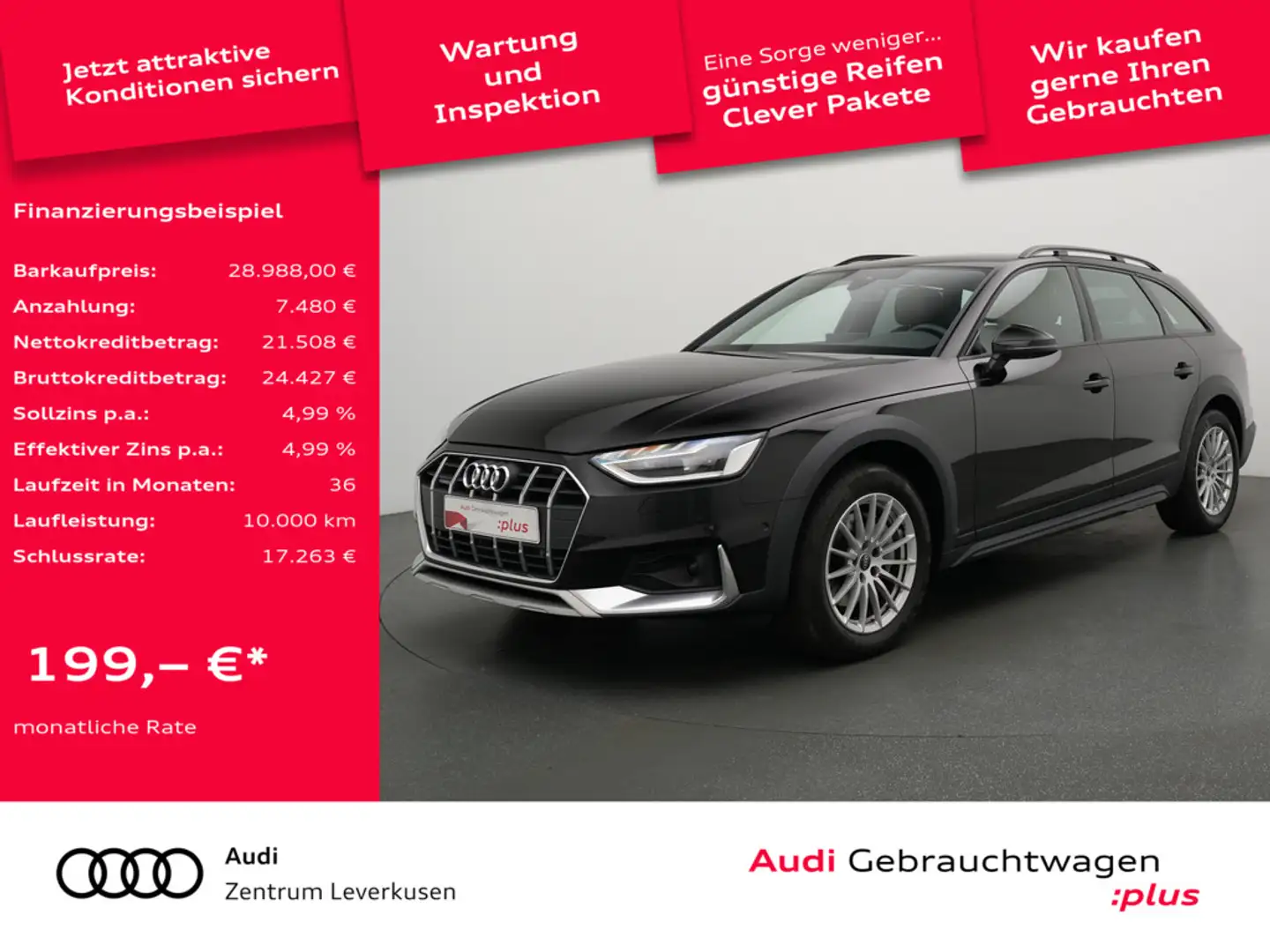 Audi A4 allroad S-TRON LEDER NAVI ACC KAM 360° SHZ Noir - 1