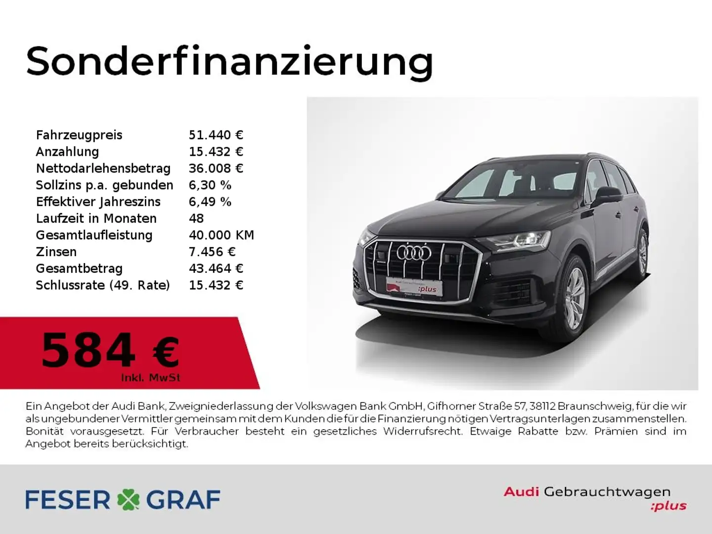 Audi Q7 55 TFSI e S Line Leder,Pano,Sitzbel,Kameras Zwart - 1