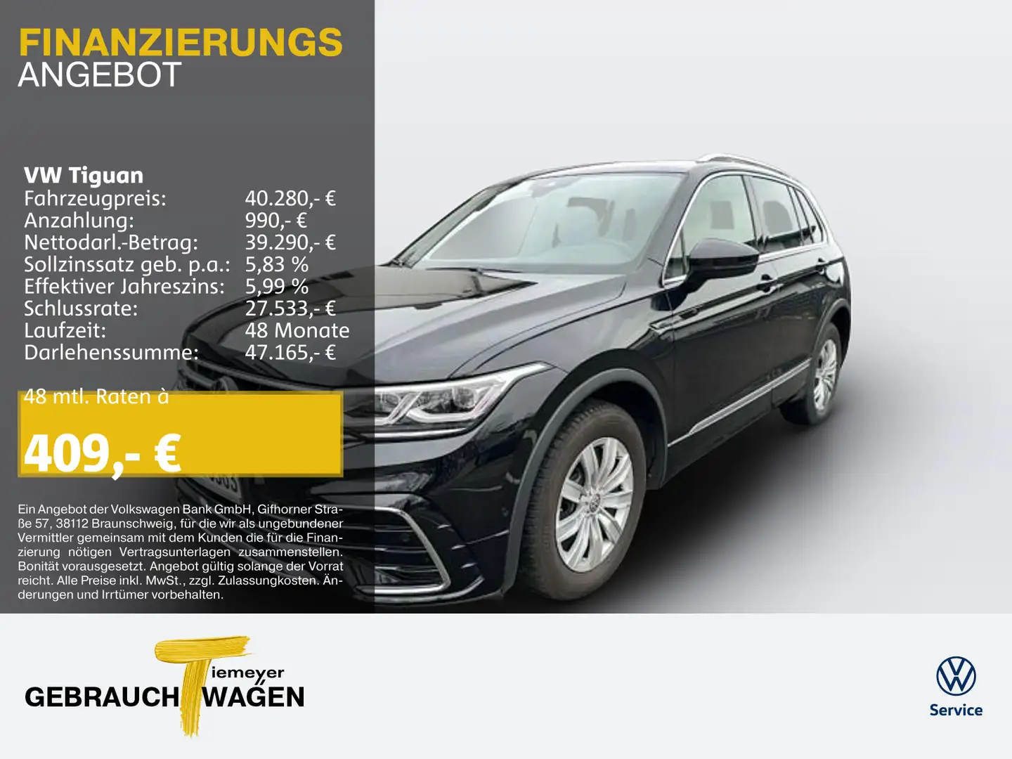Volkswagen Tiguan 2.0 TDI DSG 4M R-LINE NAVI ST.HEIZ PANO A Schwarz - 1