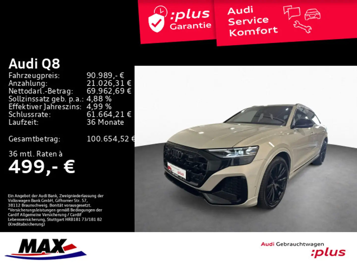 Audi Q8 50 TDI QUATT S LINE HD-MATRIX+PANO+AHK+RAUTE+ Beige - 1