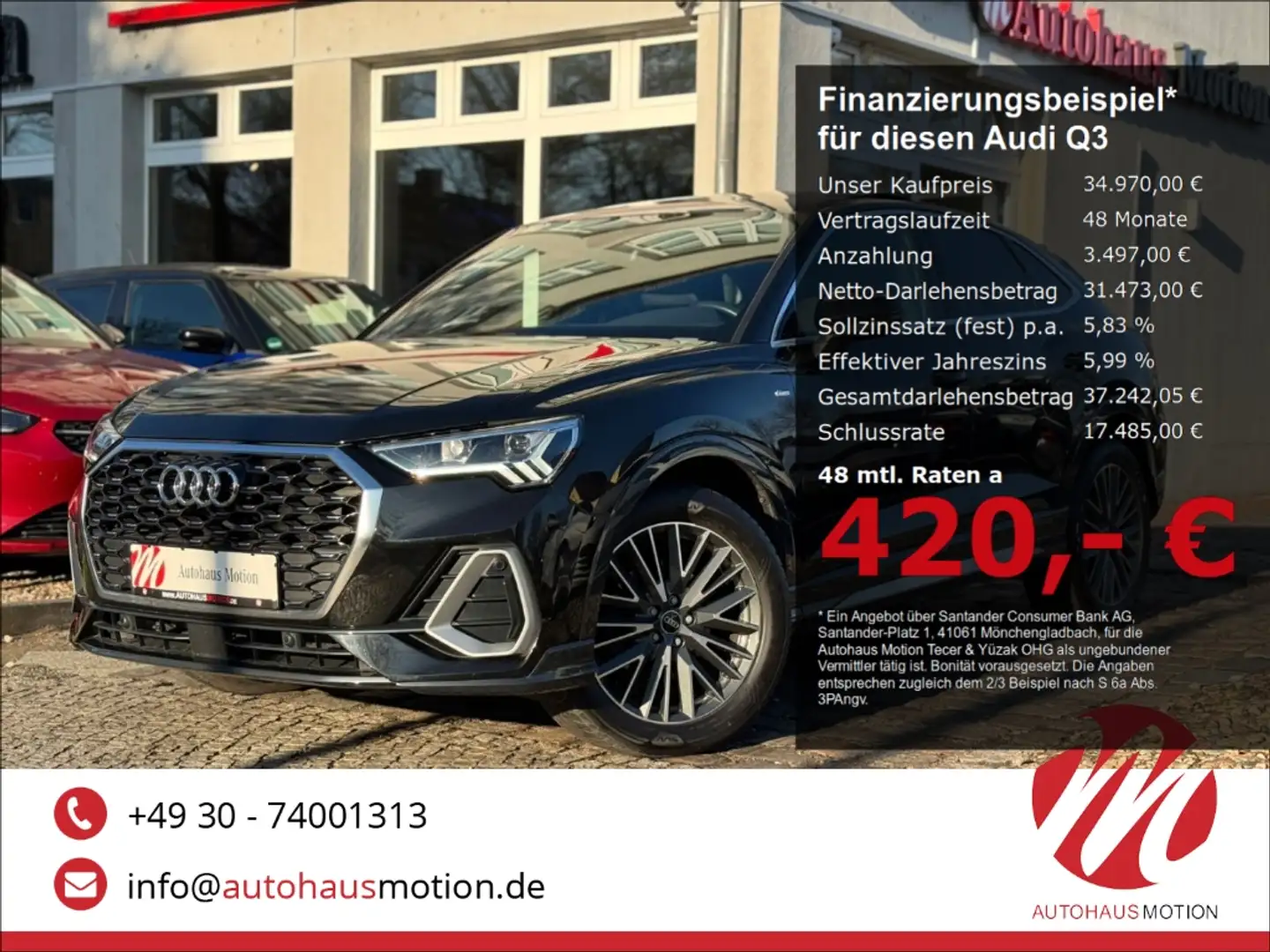 Audi Q3 Sportback 35 TDI S line Pano Matrix Navi ACC SH Noir - 1