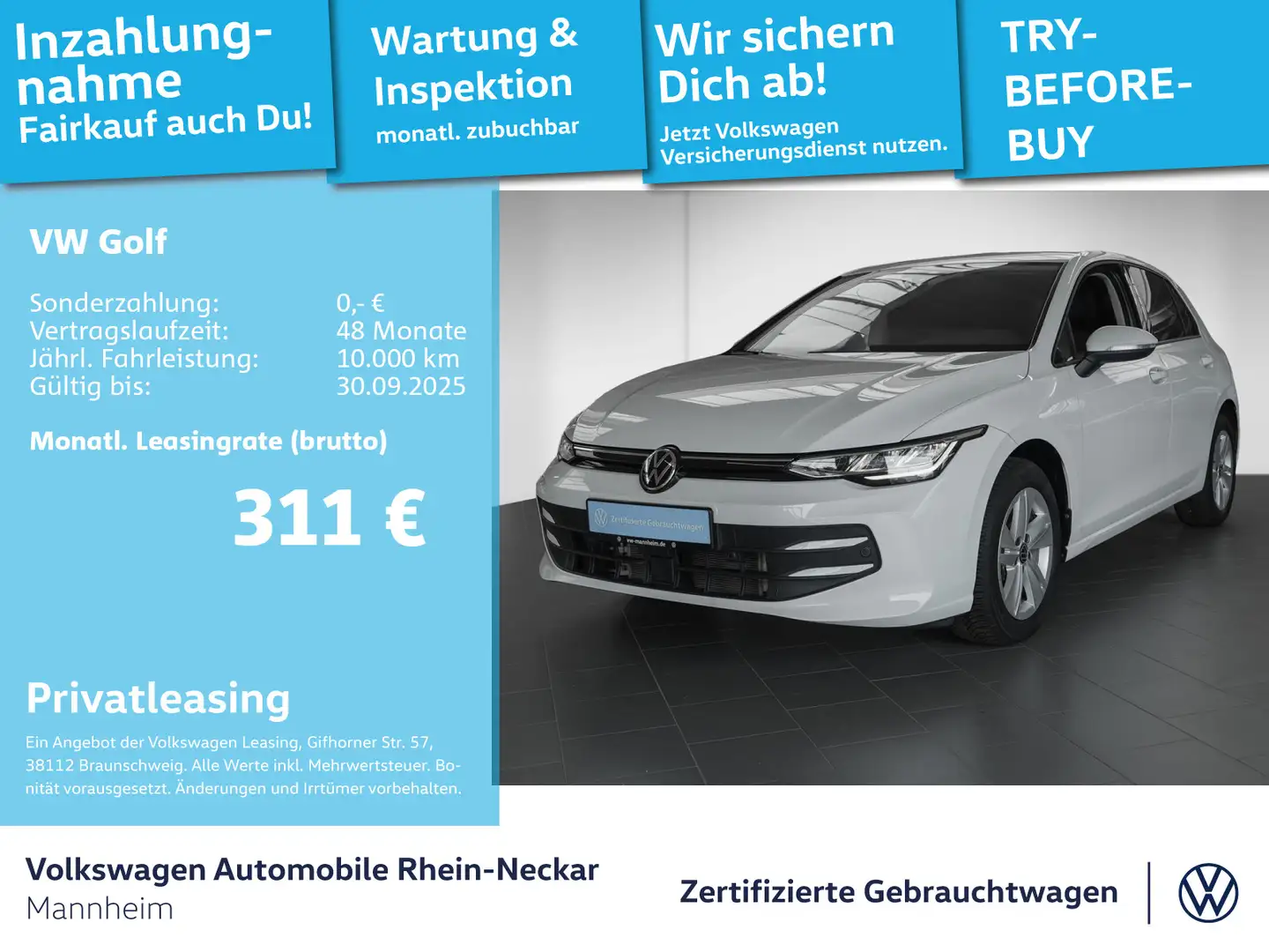 Volkswagen Golf VIII 1.5 eTSI Life DSG GAR 2029 App-Connect Weiß - 1
