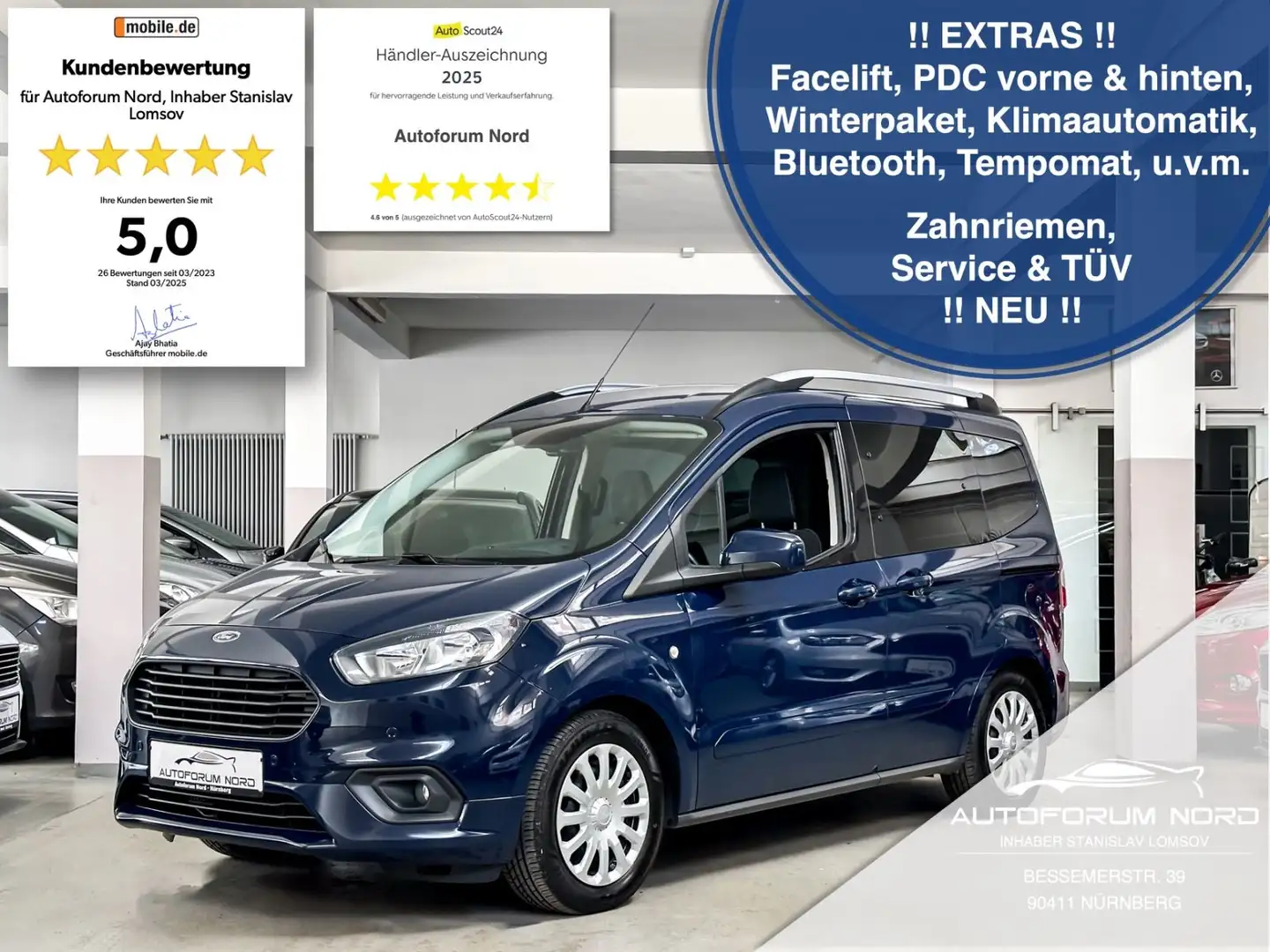 Ford Tourneo Courier Facelift *NEU ZAHNRIEMEN+SERVICE Blu/Azzurro - 1
