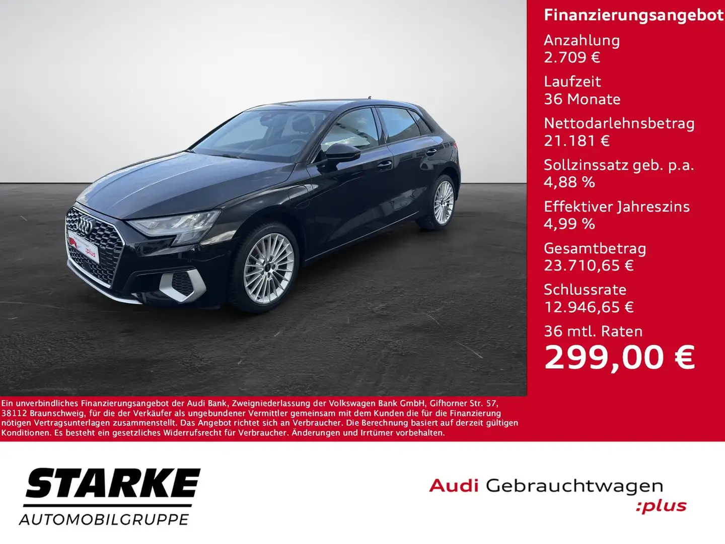 Audi A3 Sportback 40 TFSI e S tronic advanced Schwarz - 1