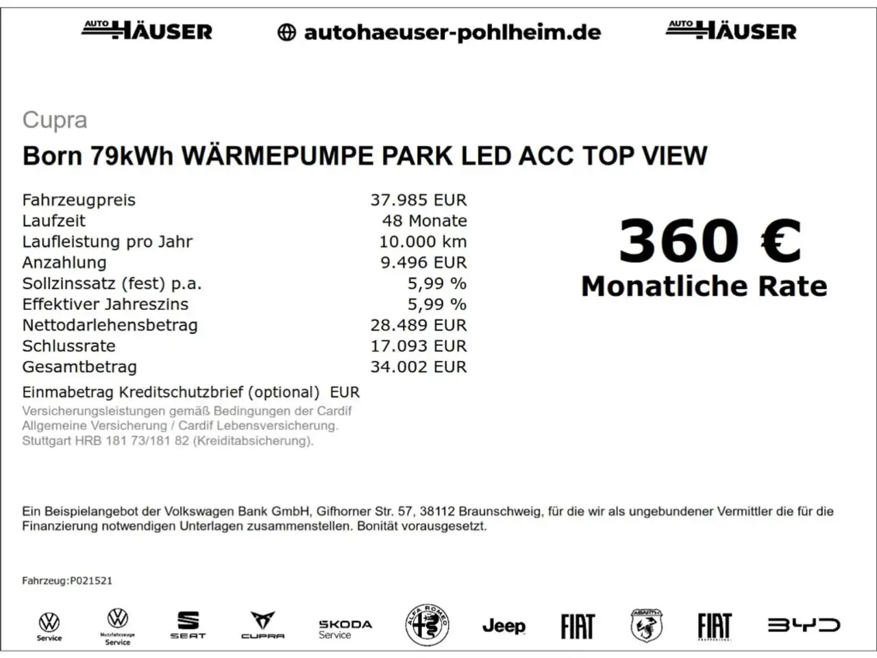 Cupra Born 79kWh WÄRMEPUMPE PARK LED ACC TOP VIEW, миниатюра 10