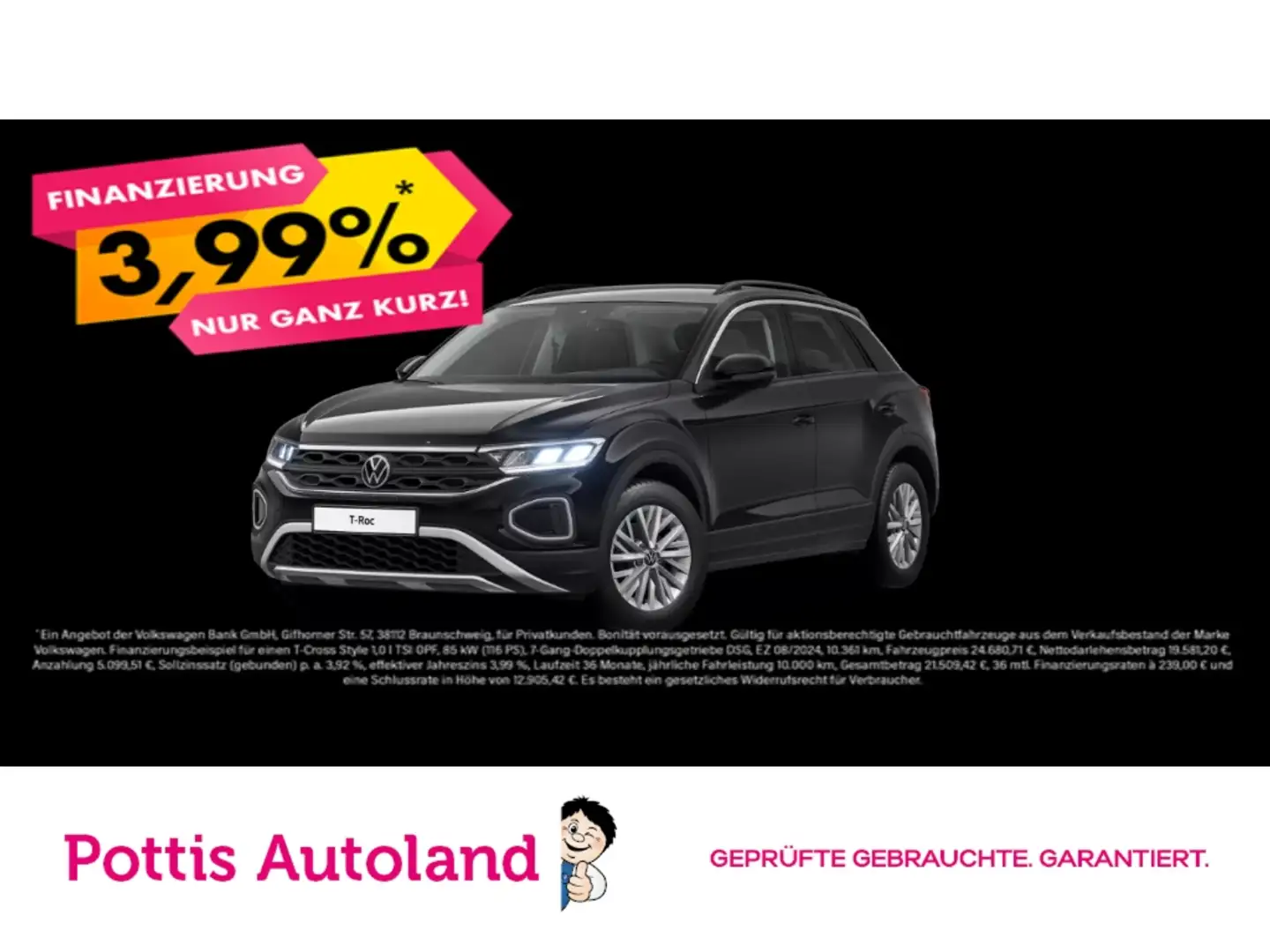 Volkswagen T-Roc 1.0 TSI LIFE PDC SITZHZG KLIMA LED Schwarz - 1
