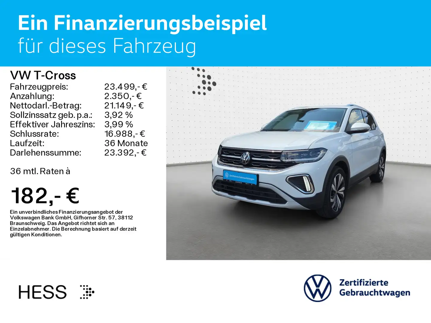 Volkswagen T-Cross 1.0 TSI DSG STYLE*IQ.LIGHT*NAVI*KLIMA*PD Wit - 2