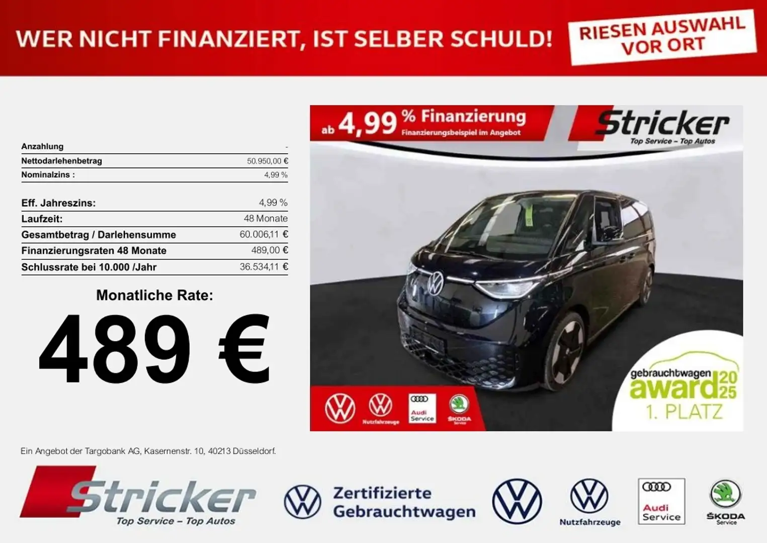 Volkswagen ID. Buzz Pro 210/77 489,-ohne Anzahlung IQ.Light Travel Schwarz - 1