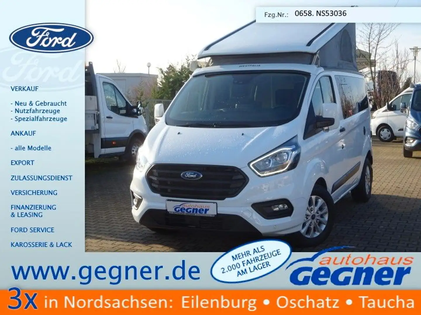 Ford Transit Custom Nugget L1 185PS Aut. Aufstelldach ACC Navi AHK Weiß - 1