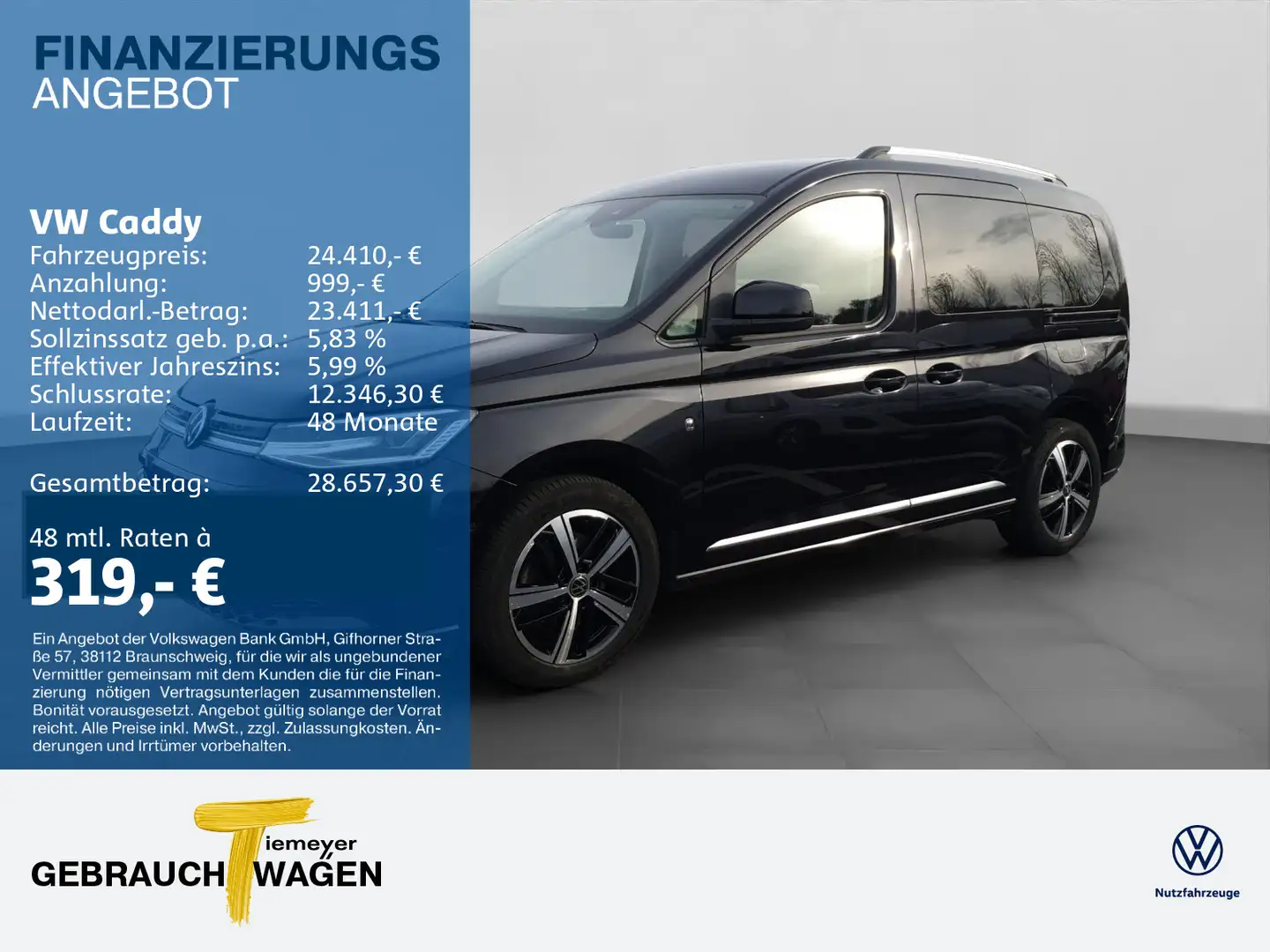 Volkswagen Caddy 2.0 TDI STYLE AHK NAVI KAMERA LM17 Schwarz - 1