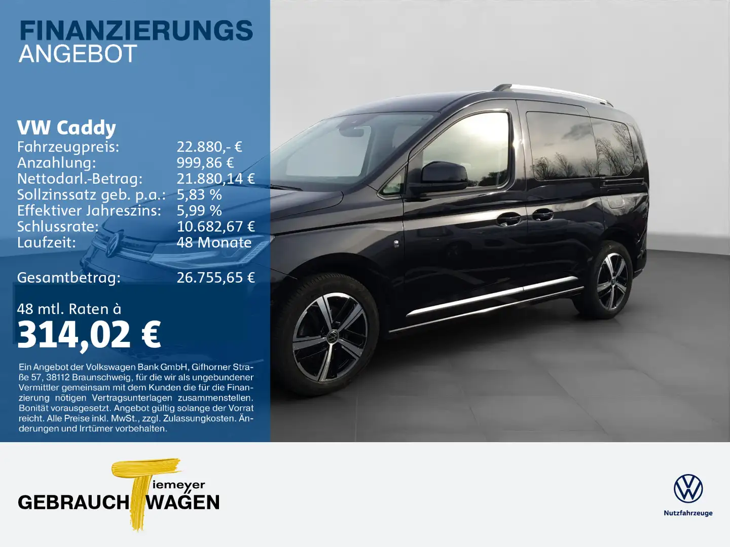 Volkswagen Caddy 2.0 TDI STYLE AHK NAVI KAMERA LM17 Schwarz - 1