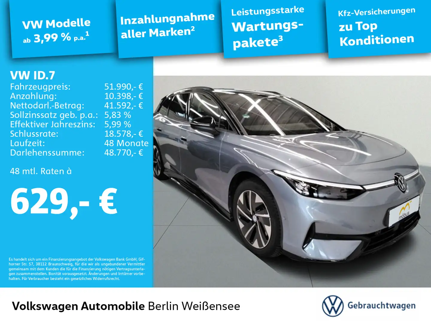 Volkswagen ID.7 Tourer Pro*RFK*ASG*APP*MATRIX*NAVI*AHK* Blau - 1