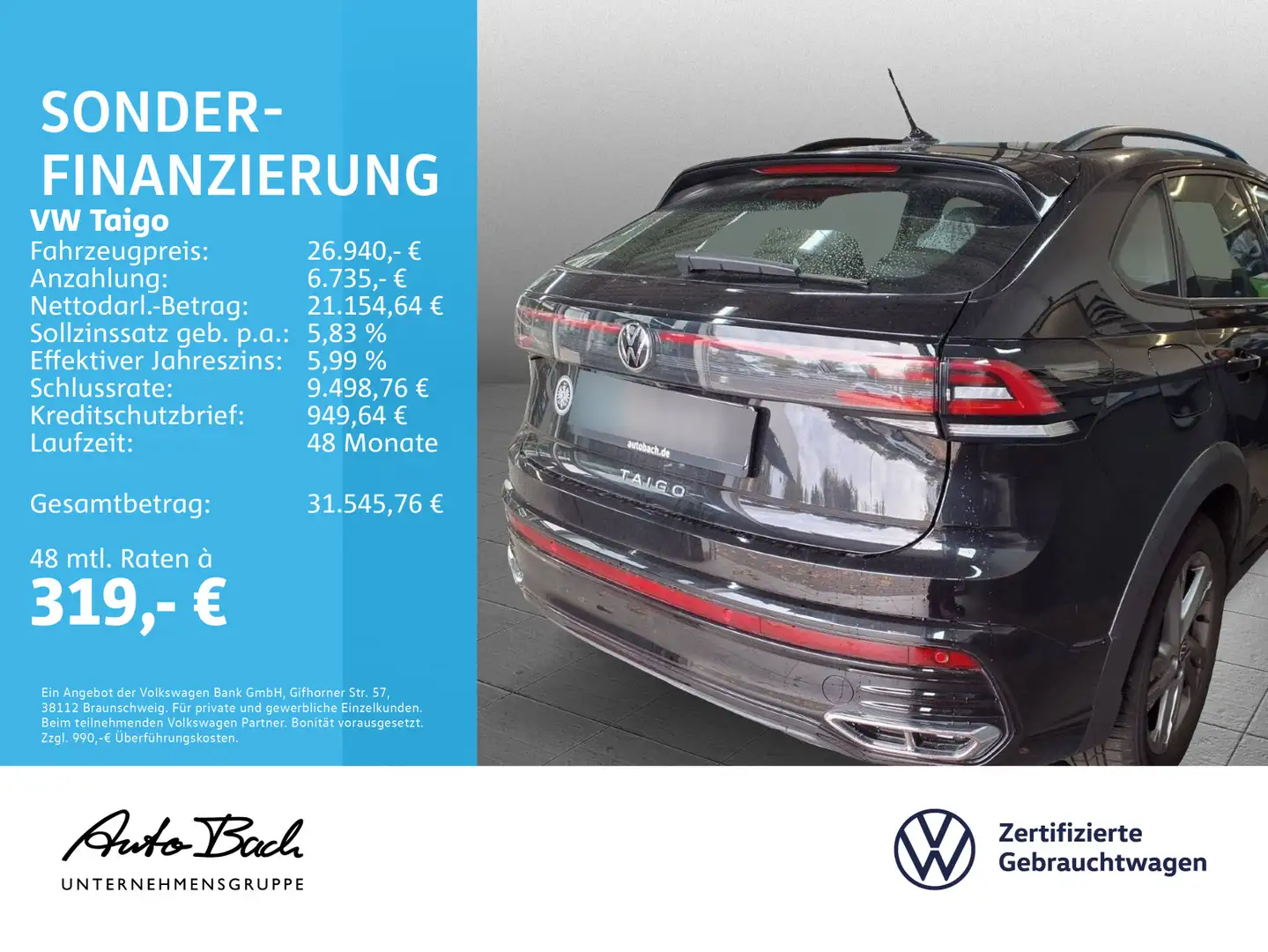 Volkswagen Taigo 1.5 TSI DSG R-Line, LED-Matrix, App-Connec Schwarz - 2