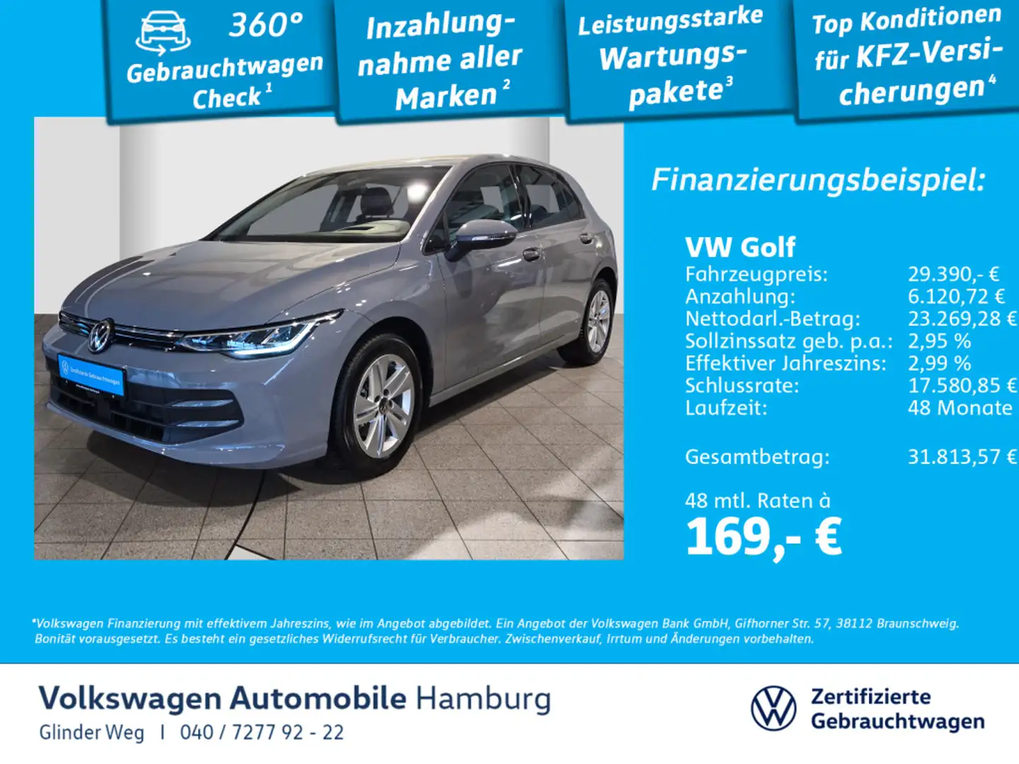 Volkswagen Golf VIII 1.5 eTSI Life DSG Ganzjahresreifen Nav Grau - 1
