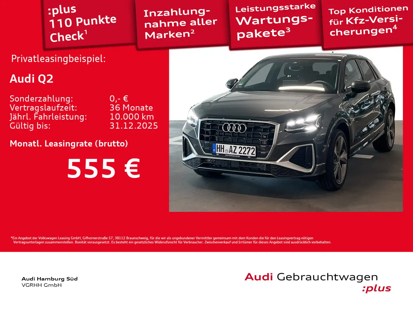 Audi Q2 35 TDI S tronic 2xS LINE/MATRIX/SONOS/AHK/NAV Grau - 1