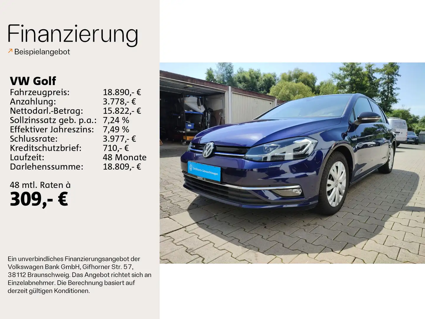 Volkswagen Golf VII 1.5 TSI IQ.DRIVE*LED*Standhzg.*Park* Blau - 2