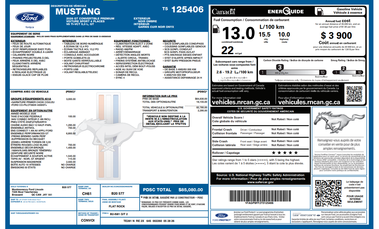 2026 Ford Mustang GT Premium | 401A | PERF PACK | VALVES | MAGNERIDE — снимка 1
