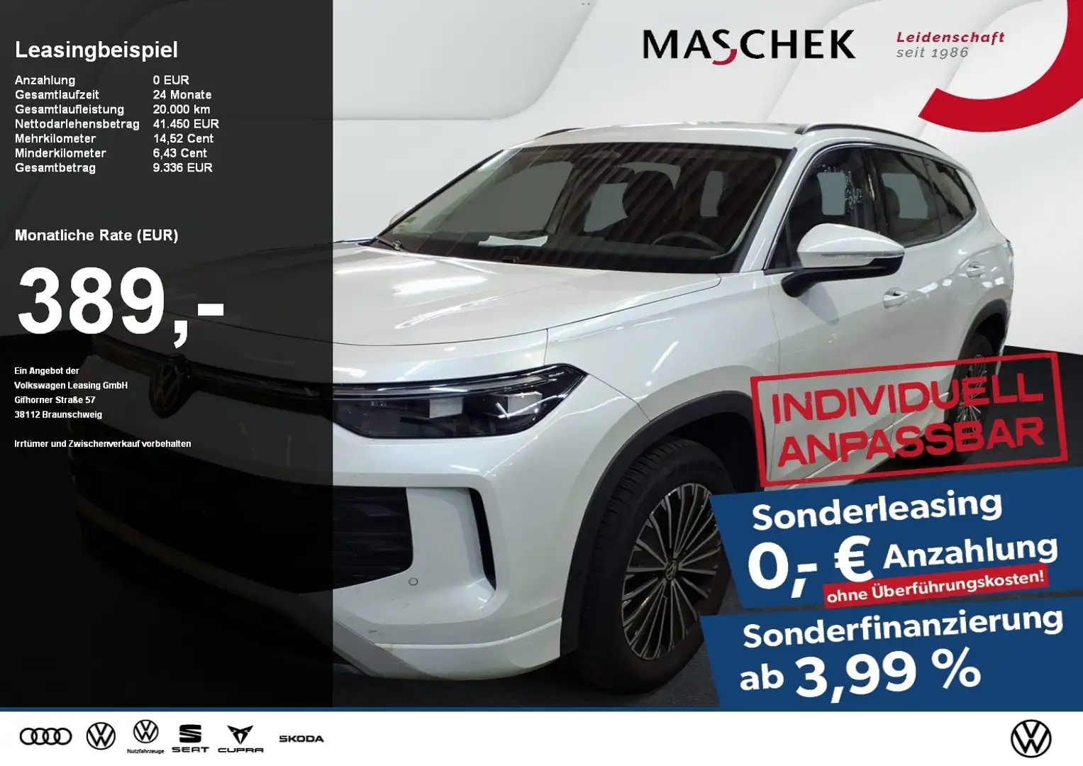 Volkswagen Tayron Life 2.0 TDI DSG 7 Sitze AHK IQ Light Area View Weiß - 1