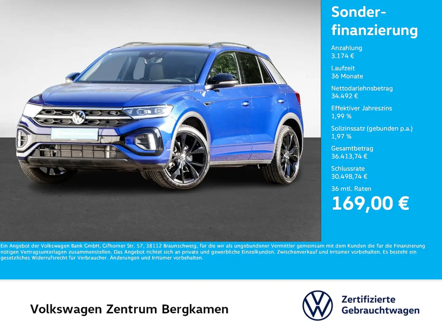Volkswagen T-Roc R-LINE BLACK STYLE 4X4 BEATS CAM LM19 NAVI Blauw - 1