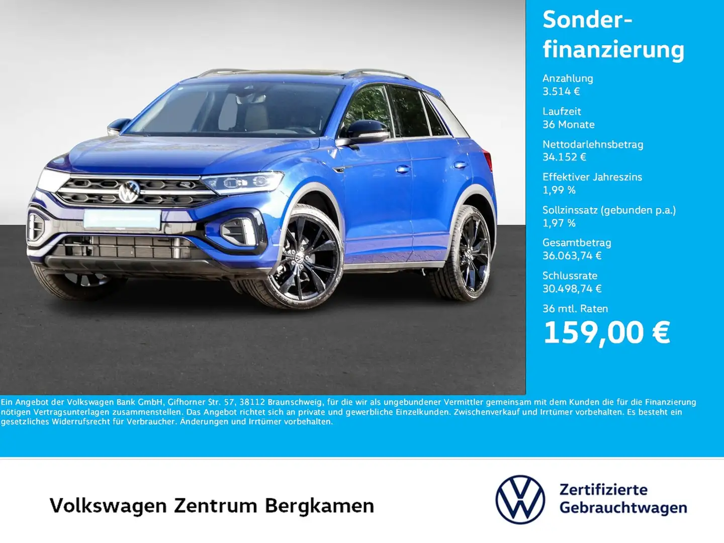 Volkswagen T-Roc R-LINE BLACK STYLE 4X4 BEATS CAM LM19 NAVI Blau - 1