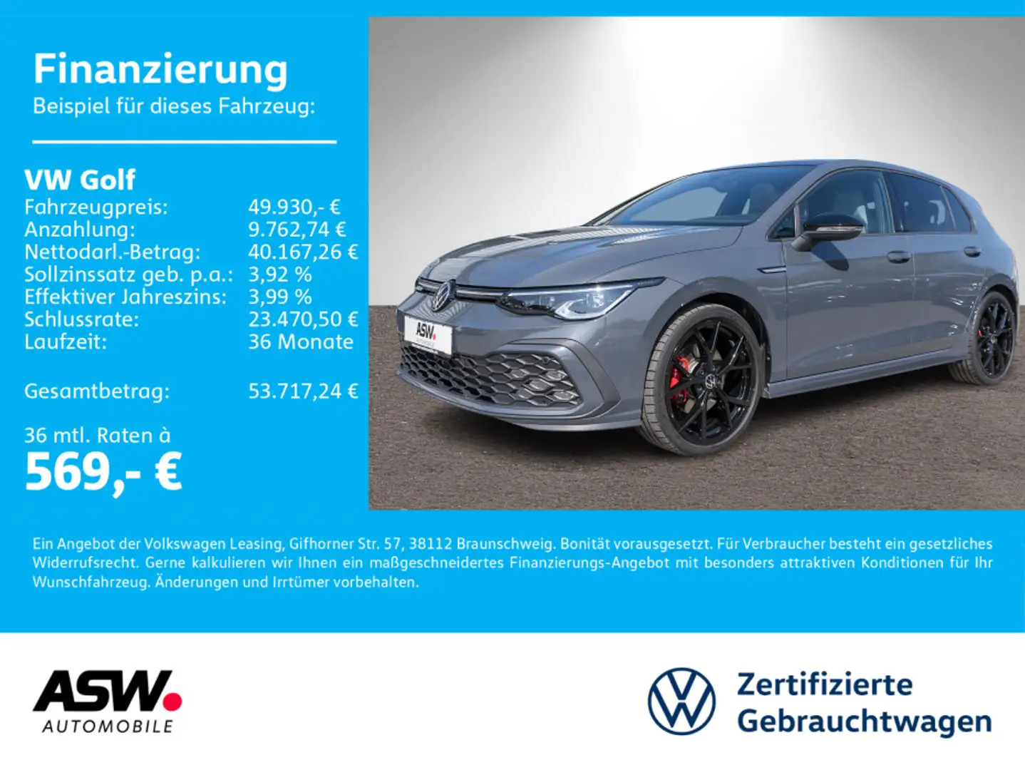 Volkswagen Golf GTD 2,0TDI DSG Navi LED ACC Standhz VC PANO Gris - 1