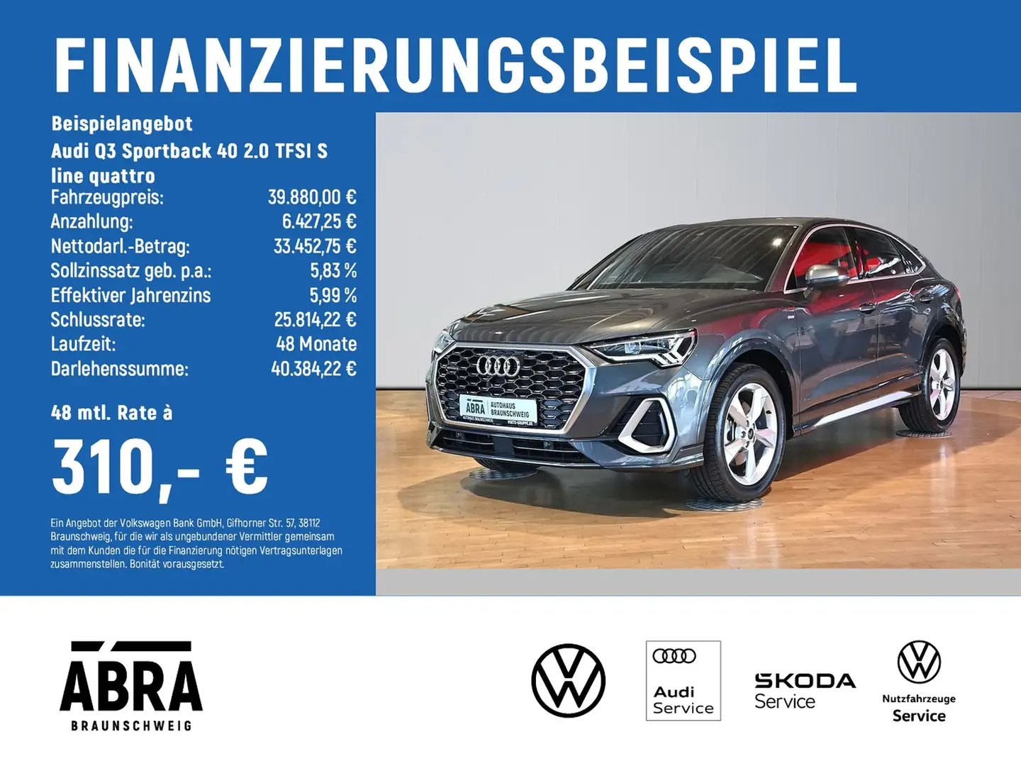 Audi Q3 Sportback 40 2.0 TFSI S line quattro Grau - 2