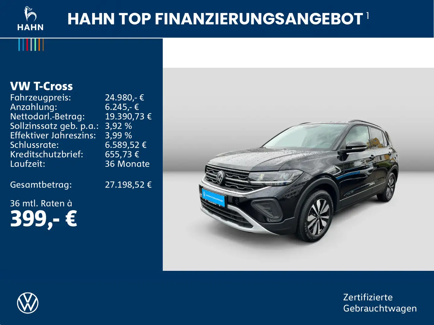 Volkswagen T-Cross 1.5TSI DSG Goal Beats AHK PDC Navi-Vorb. Schwarz - 2